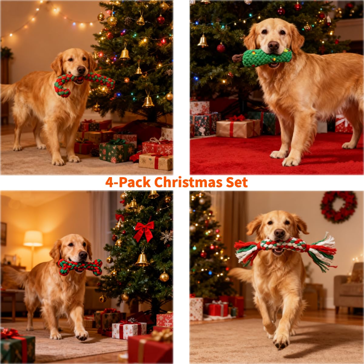 Christmas Cotton Rope Dog Chew - Teeth Cleaning Dog Chew Bone review and price